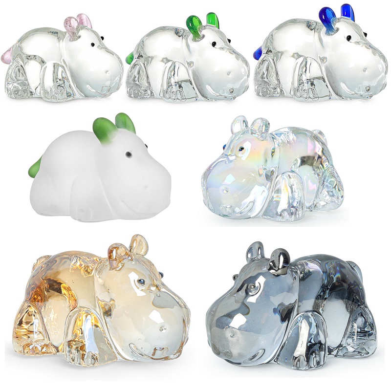 Paper Weight Crystal - Figurita de hipopótamo de cristal para