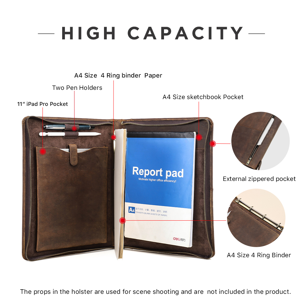 Portafolio de cuero de vaca A4 - Binder A4 Lever reseña y precio